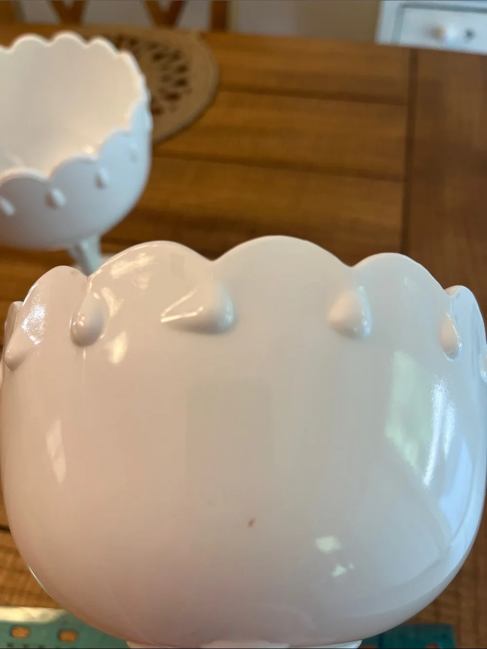 Vintage MCM Indiana white Milk Glass Teardrop Compote Candy Dish Candle Holders